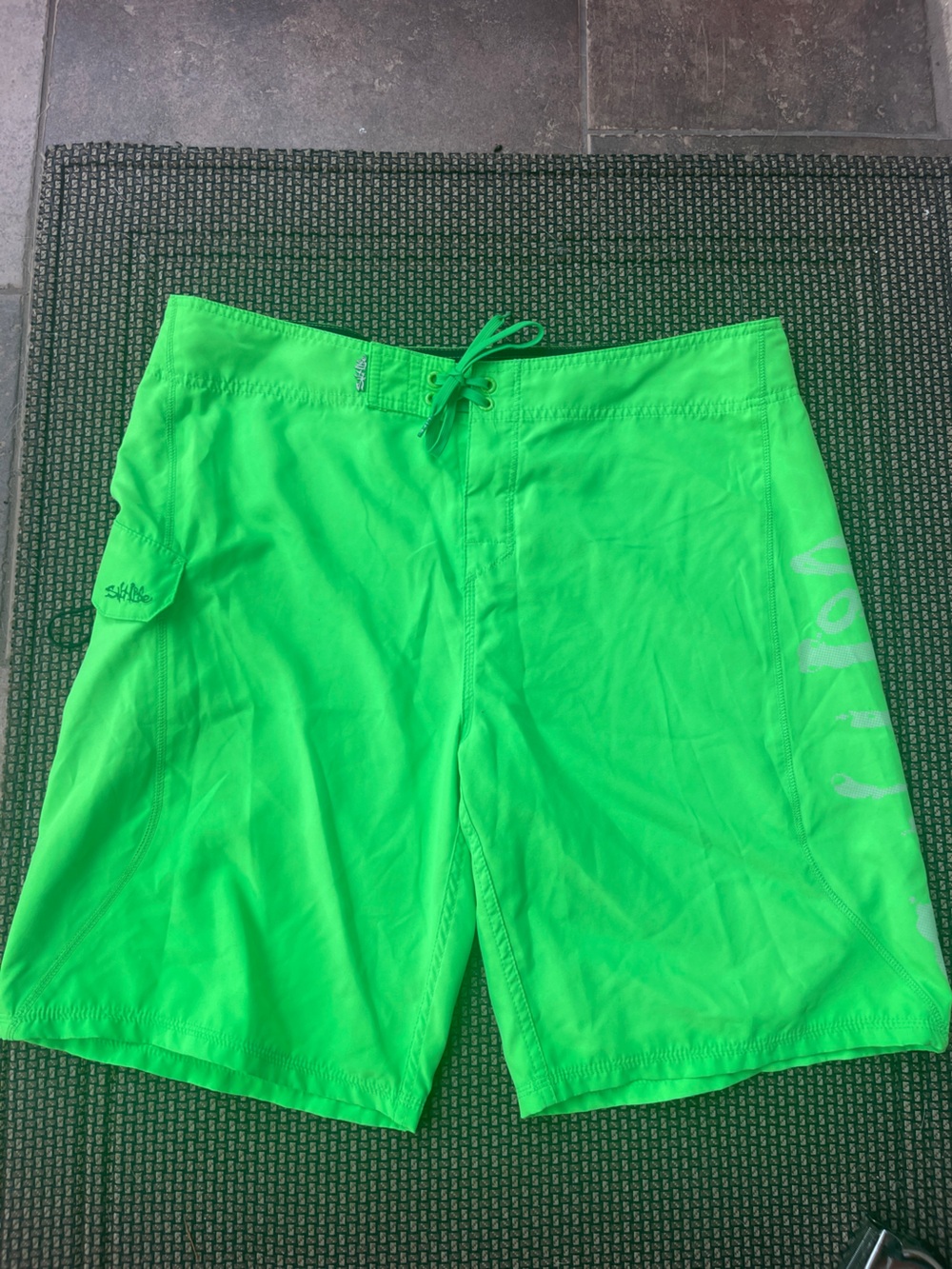 Salt Life Salty SLX-QD 10" Inseam Lime Green Mens Size 38 Swim Board Shorts Surf
